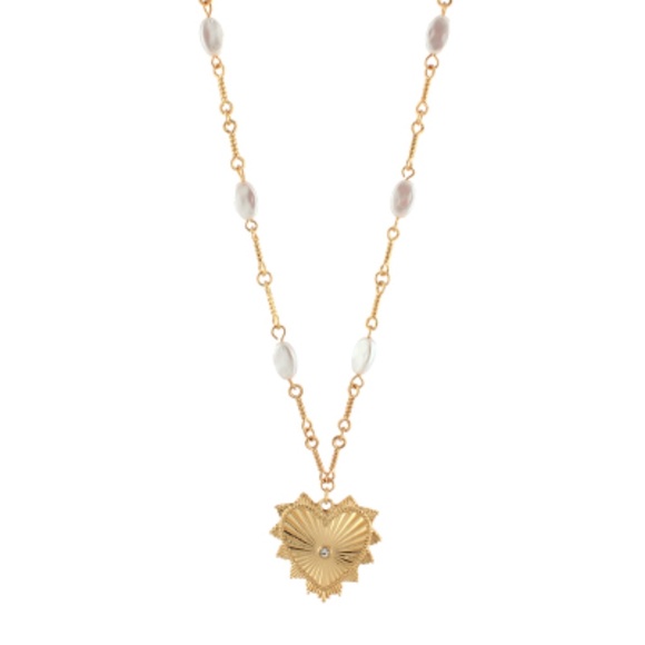 Heart Pendant Pearl Accent Necklace